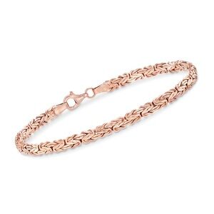 Ross-Simons 18kt Rose Gold Over Sterling Silver Flat Byzantine Bracelet 9”